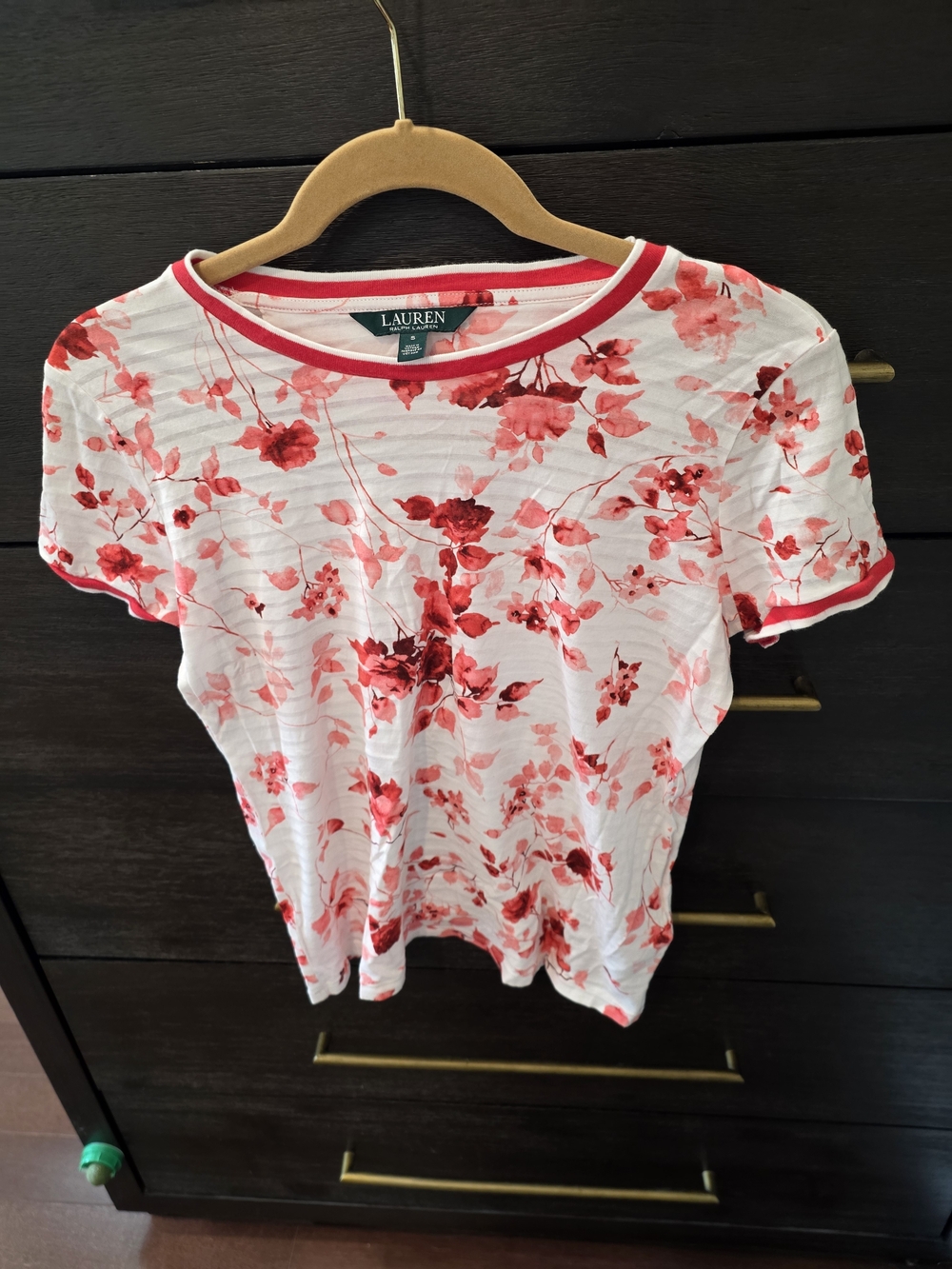 Ralph Lauren White Tee with Red Floral Print